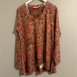 Soft Surroundings | Floral Paisley Long Sleeve Tunic Top